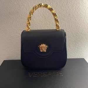 Versace Gold Leather Black & Gold Chain Mini Top "La Medusa" Bag, 1003016